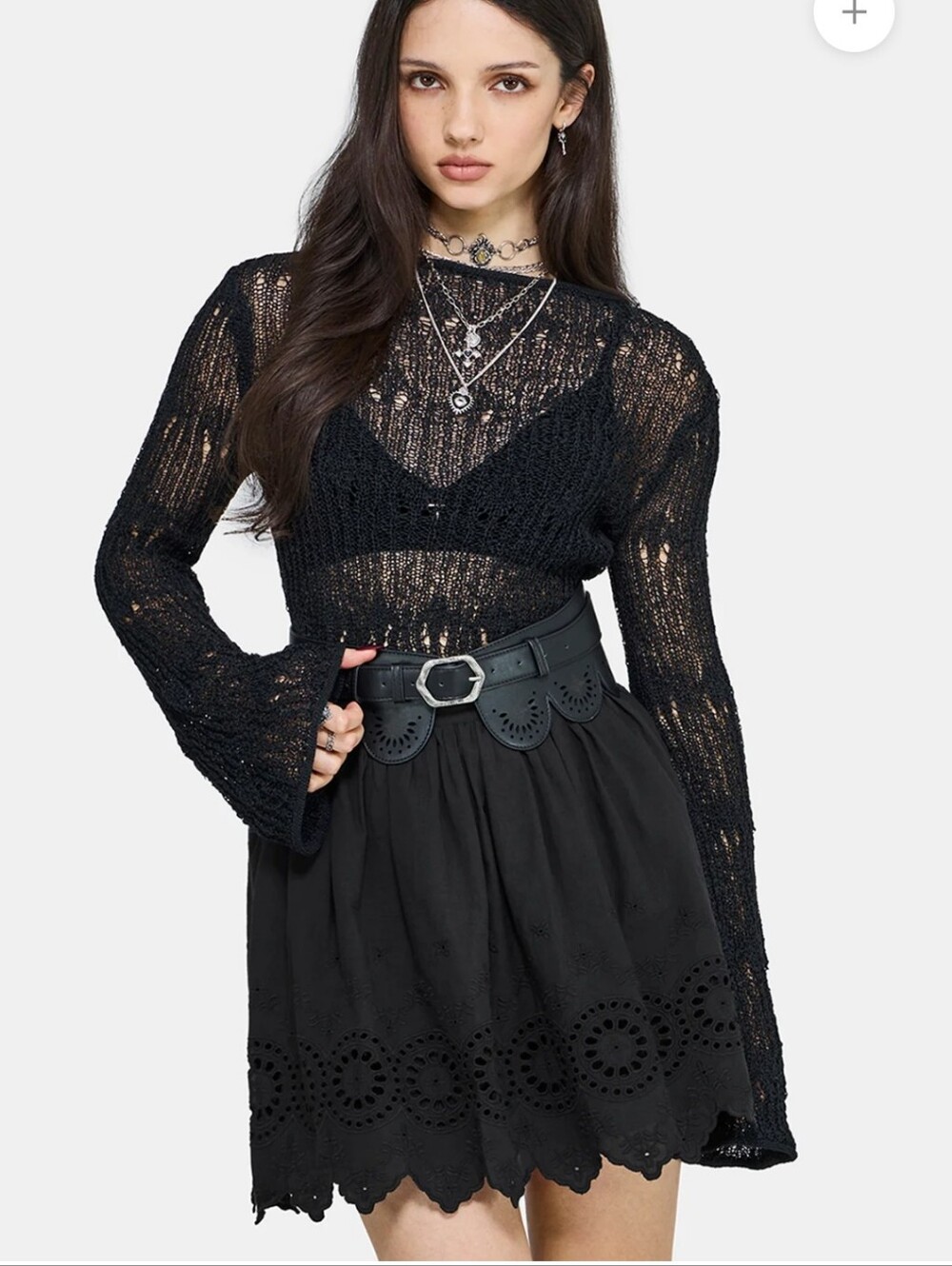 Disturbia 🕷 Moirae Contrast Broderie Hem Mini Skirt Sz 10